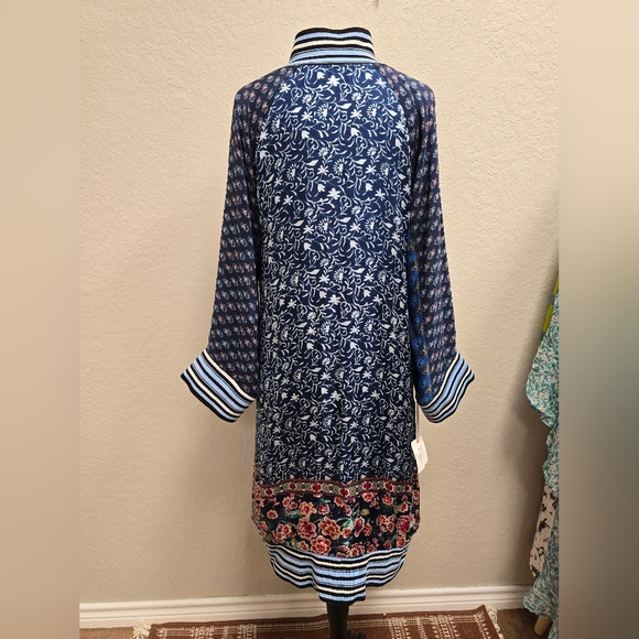 JOHNNY WAS NWT Printed Silk FIORI LONG COAT Duster REVERSIBLE Kimono Small - Picture 13 of 16